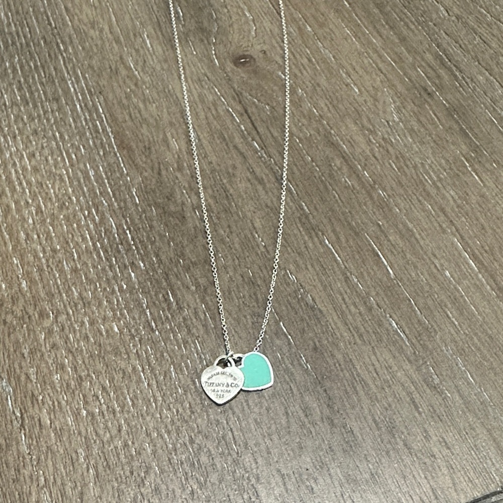 Tiffany & Co. Silver Necklace with Blue Heart Charm